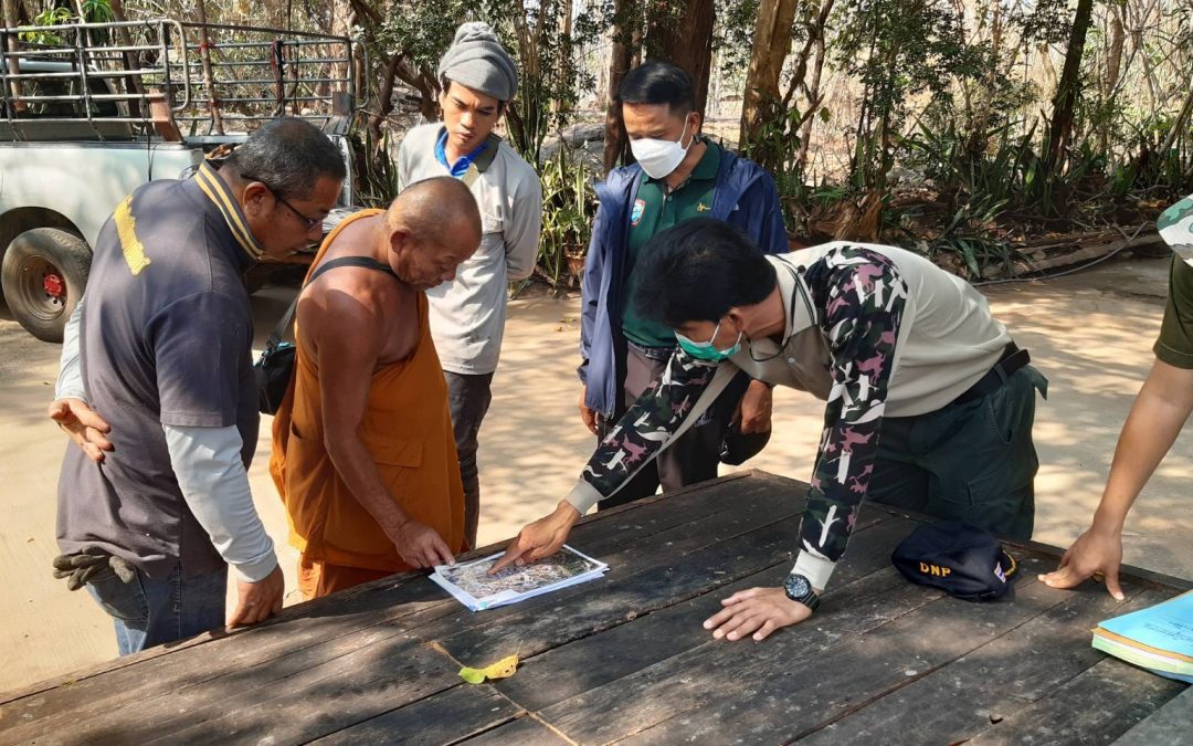 วันที่ 3 กุมภาพันธ์ 2565 อุทยานแห่งชาติผาแต้ม ร่วมกันทำการรังวัดตรวจสอบรายละเอียดในแผนที่แนบท้ายร่างพระราชกฤษฎีกา เพิกถอนอุทยานแห่งชาติผาแต้ม บางส่วน