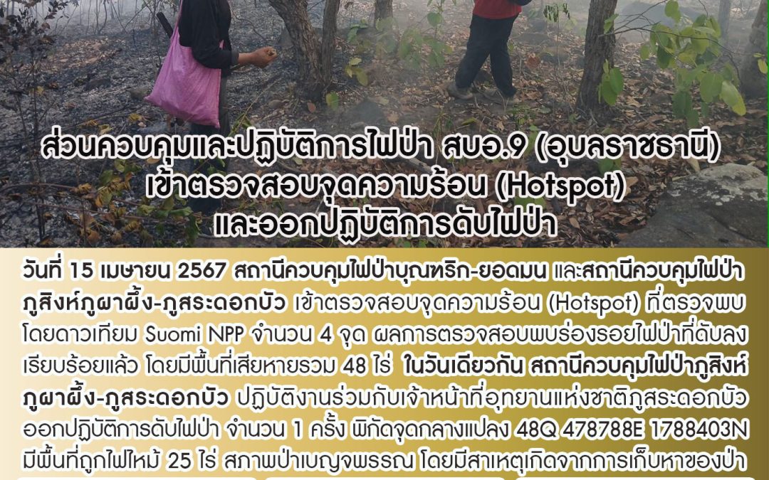 รายงานสถานการณ์ข่าวเด่นประจำวันที่ 15 เมษายน 2567