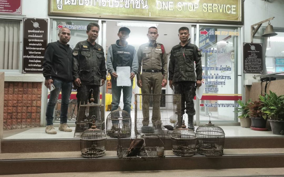 เจ้าหน้า สบอ.9 ที่บุกกระท่อมกลางนา ยึดสัตว์ป่าคุ้มครอง 7 ตัวใน จังหวัดยโสธร